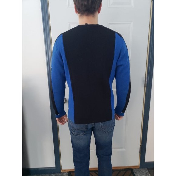 80s/90s Black and Blue‎ Wool Sweater - Picture 3 of 6